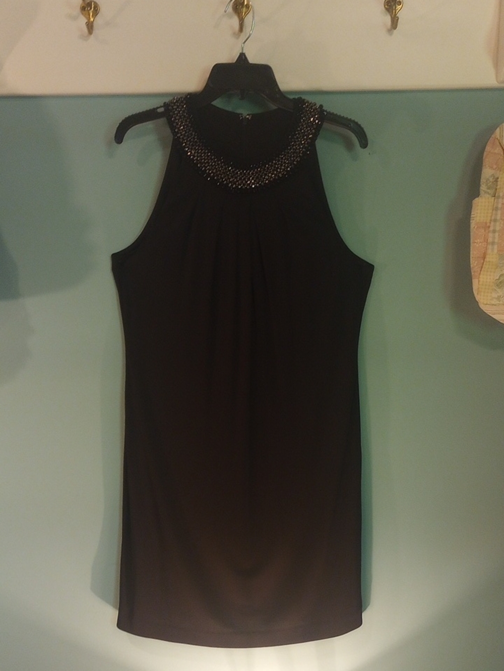 Tahari Black Sleeveless Dress With Bling neckline - Picture 2 of 7